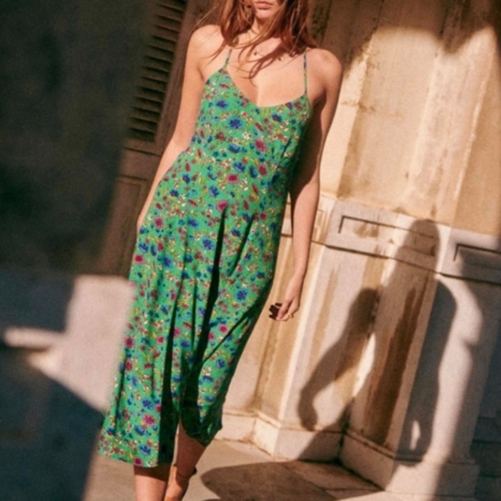 RARE NWT Sezane Margarita green floral dress sz FR 36 / US 4